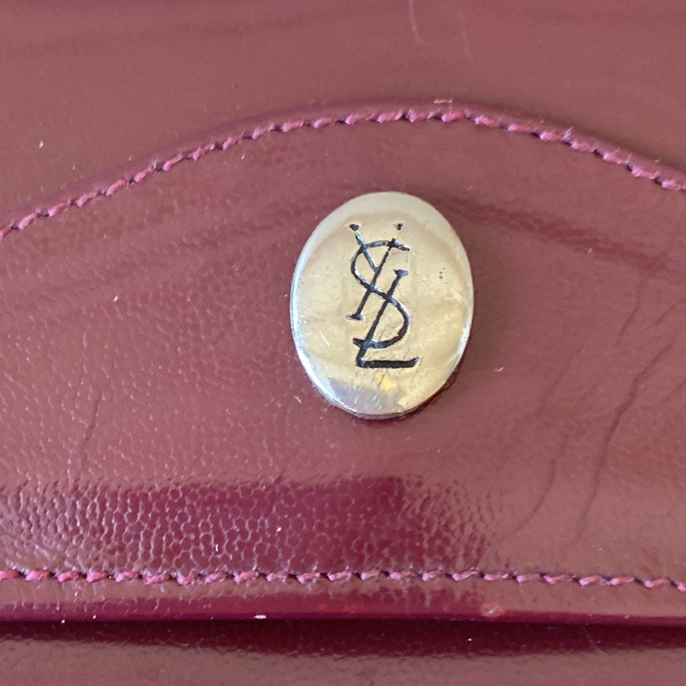 Designer YSL Yves Saint Laurent Cherry Red Smooth Leather Trifold Wallet VTG - Picture 2 of 8